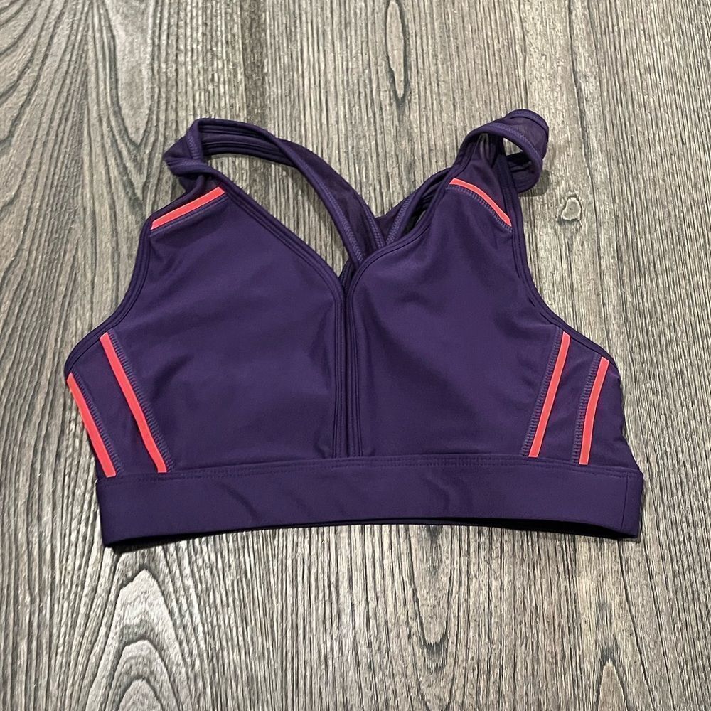 Avia Sports Bra Full Coverage Dark Purple Racerback Size M